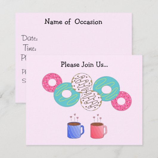 Donuts und Kaffeekündigung Einladung (Vorne/Hinten)