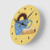 Donuts und Kaffeemauer Runde Wanduhr (Winkel)