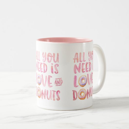 Donuts und Liebe Zweifarbige Tasse (VorderseiteRechts)