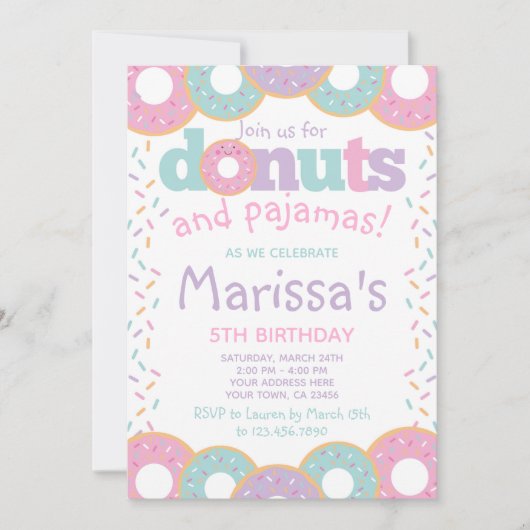 Donuts und Pajamas Einladung (Vorderseite)