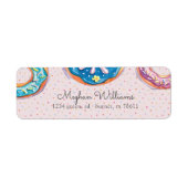 Donuts und Sprinklen Pink-Script-Rücksendeadresse (Vorne)