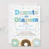 Donuts und Windeln Baby Boy Sprinkle oder Dusche Einladung (Vorderseite)