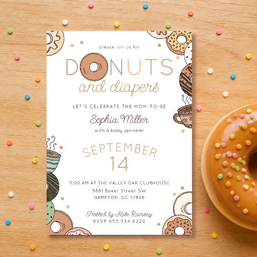 Donuts und Windeln Baby Boy Sprinkle Shower Einladung