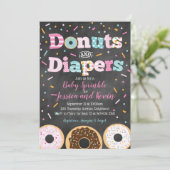 Donuts und Windeln Baby Girl Sprinkle oder Dusche Einladung (Stehend Vorderseite)