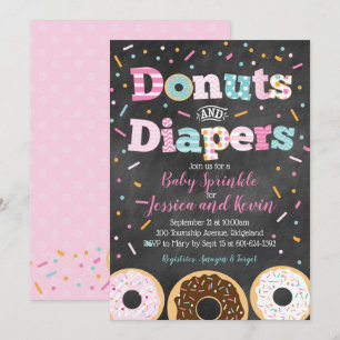 Donuts und Windeln Baby Girl Sprinkle oder Dusche Einladung