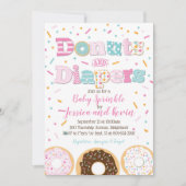 Donuts und Windeln Baby Girl Sprinkle oder Dusche Einladung (Vorderseite)