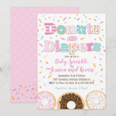 Donuts und Windeln Baby Girl Sprinkle oder Dusche Einladung (Vorne/Hinten)