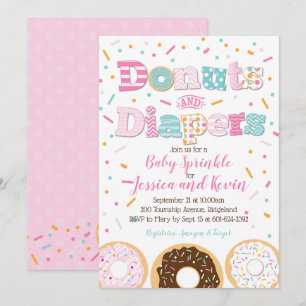 Donuts und Windeln Baby Girl Sprinkle oder Dusche Einladung