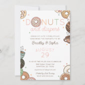 Donuts und Windeln Baby Mädchen Shower Einladung (Vorderseite)