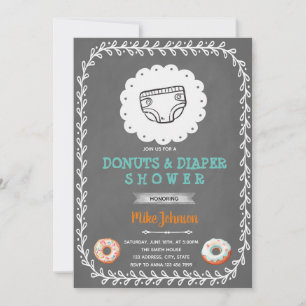 Donuts und Windeln Baby Shower Einladung