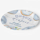 Donuts und Windeln Baby Shower Junge Blaues Brunch Pappteller (Schrägansicht)