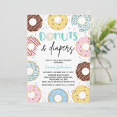 Donuts und Windeln Baby Sprinkle Baby Dusche Einladung (Stehend Vorderseite)