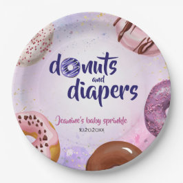 Donuts und Windeln Baby Sprinkle Dusche Pappteller