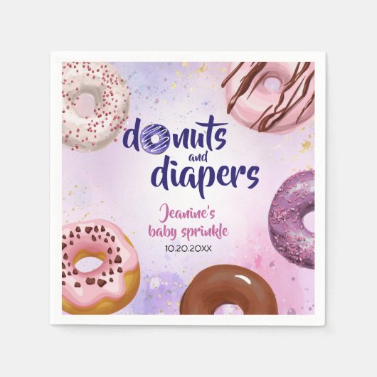 Donuts und Windeln Baby Sprinkle Dusche Serviette (Vorderseite)