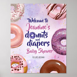 Donuts und Windeln Baby Sprinkle Dusche Willkommen Poster