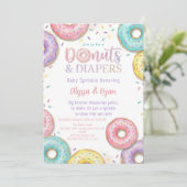 Donuts und Windeln Baby Sprinkle Pastell Einladung (Stehend Vorderseite)