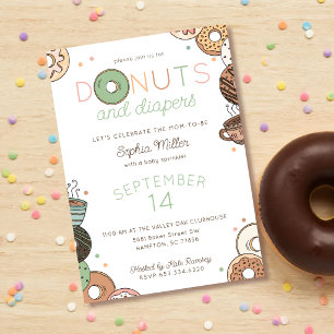 Donuts und Windeln Baby Sprinkle Shower Einladung