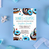 Donuts und Windeln blaubraune Babydusche Einladung