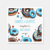 Donuts und Windeln blaue Babydusche bedruckt Serviette (Vorderseite)