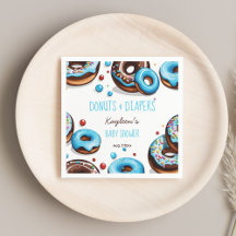 Donuts und Windeln blaue Babydusche bedruckt