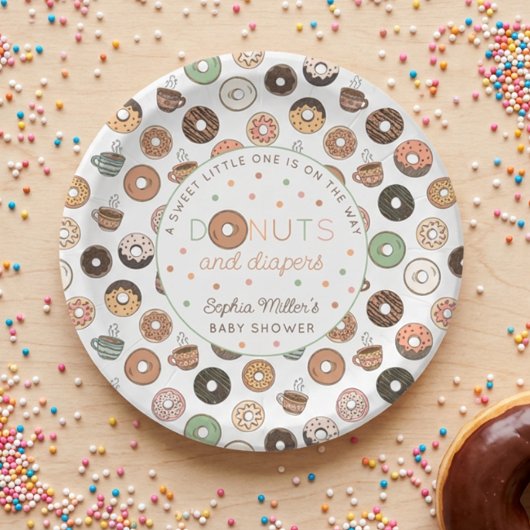 Donuts und Windeln Brunch Baby Shower Pappteller