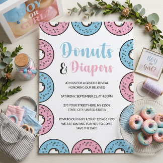 Donuts und Windeln - Geschlechtsenthüllung Einladung