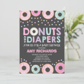 Donuts und Windeln Kinderdusche Einladung (Stehend Vorderseite)