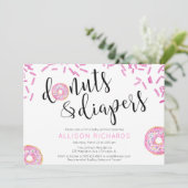 Donuts und Windeln Mädchen Sprinkle Einladung (Stehend Vorderseite)