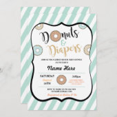 Donuts und Windeln Minze Baby Dusche einladen Einladung (Vorne/Hinten)