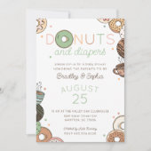 Donuts und Windeln Paars Babyshower Einladung (Vorderseite)