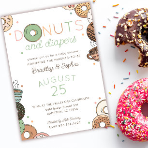 Donuts und Windeln Paars Babyshower Einladung