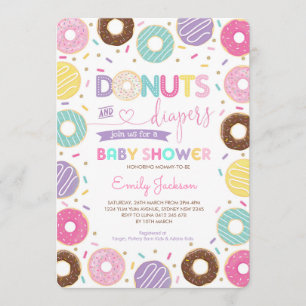 Donuts und Windeln  Regenbogen Doughnut Babydusche Einladung