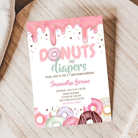 Donuts und Windeln Sprinkle Baby Dusche Einladung