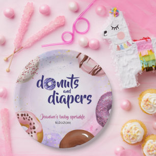 Donuts und Windeln Sprinkle-Dusche Pappteller