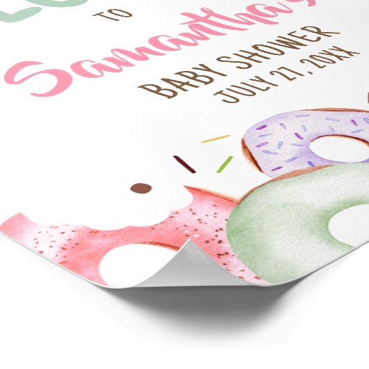 Donuts und Windeln Sprinkle willkommen Poster (Ecke)