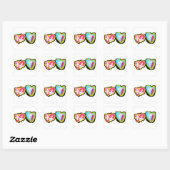 Donuts valentine quadratischer aufkleber (Blatt)