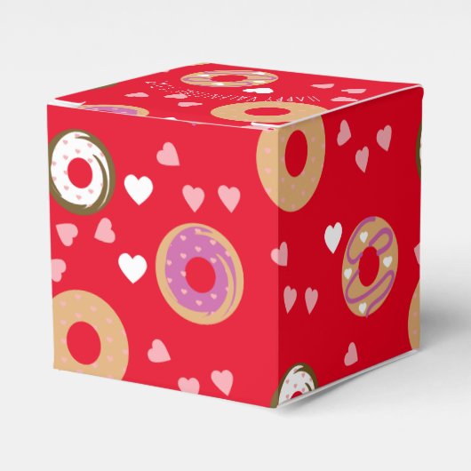 Donuts Valentine's Day Hearts Red Pink Geschenkschachtel (Vorderseite)