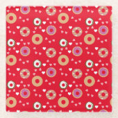 Donuts Valentine's Day Hearts Red Pink Glasuntersetzer (Vorderseite)