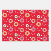 Donuts Valentine's Day Hearts Rotes Rosa Aquamarin Geschenkpapier Set (Vorderseite)