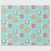 Donuts Valentinstag Herz Rotes Meer Aquamarin Geschenkpapier (Flach)