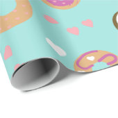 Donuts Valentinstag Herz Rotes Meer Aquamarin Geschenkpapier (Rolleneckpunkt)