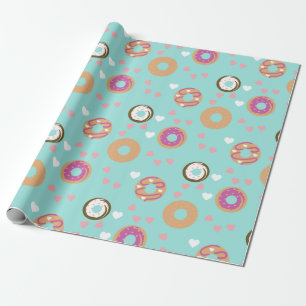 Donuts Valentinstag Herzen Rot Meer Teal Geschenkpapier
