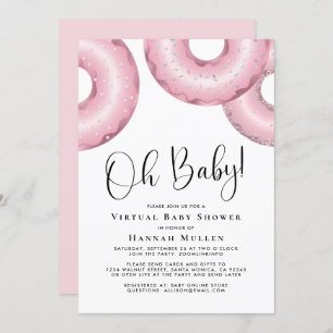 Donuts Virtual Baby Dusche Rosa Einladung