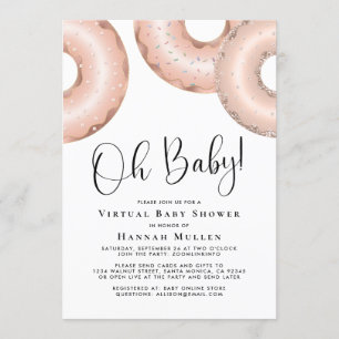 Donuts Virtual Baby Shower Rose Gold Einladung