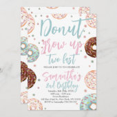 Donuts wachsen zwei schnelle Wasserfarbenmädchen z Einladung (Vorne/Hinten)