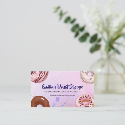 Donuts Wasserfarbe Visitenkarte (Stehend Vorderseite)