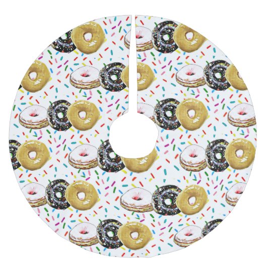 Donuts Weihnachtsbaumrock Polyester Weihnachtsbaumdecke (Vorderseite)