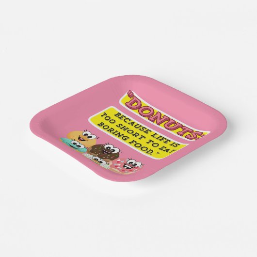 DONUTS, weil das Leben zu kurz ist, um langweilig Pappteller (Gewinkelt)