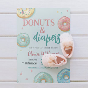 Donuts & Windeln Niedlich Minze Green Baby Dusche Einladung