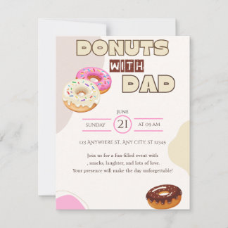 Donuts with Dad Father's Day Invitation Celebrate RSVP Karte